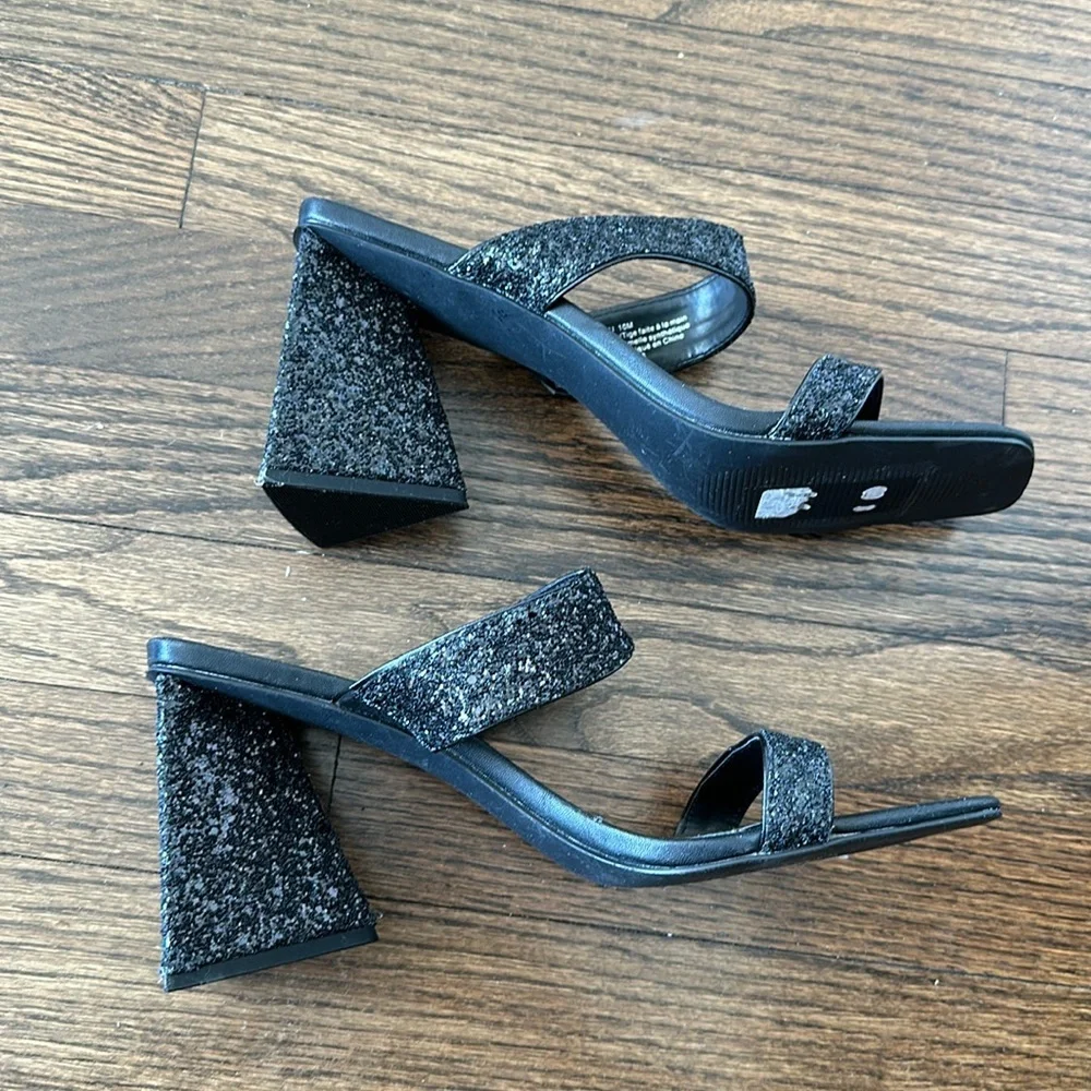 Abound Carina Black Glittered Heeled Slide Womens Dress Sandals Size 10 - Picture 8 of 13